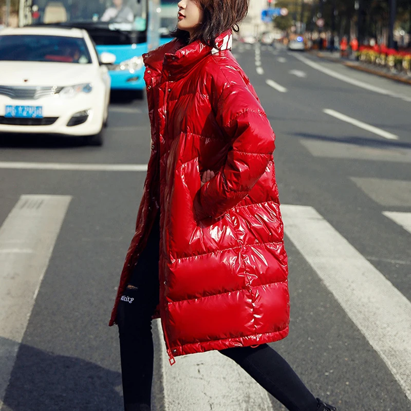 

Winter Bright Letter Medium length Women Down Coat 2020 New Fashion Large size High quality White duck down Women Down jacket
