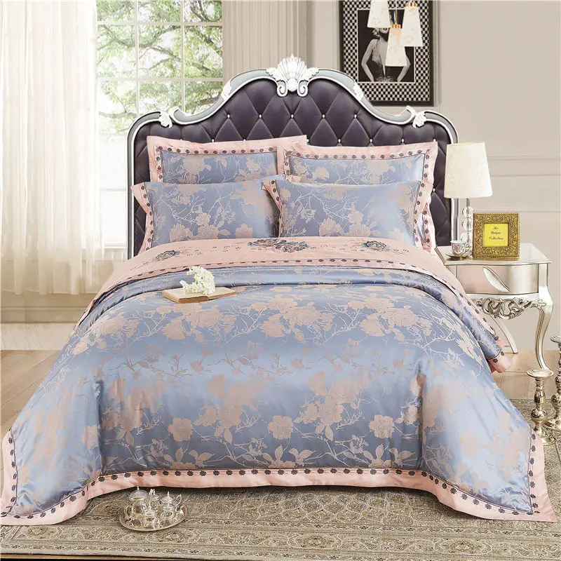 

2017 Luxury Palace Noble silk Jacquard 4/6pcs bed linen bedding set Queen king size cotton bedclothes Bed Sheet duvet cover set