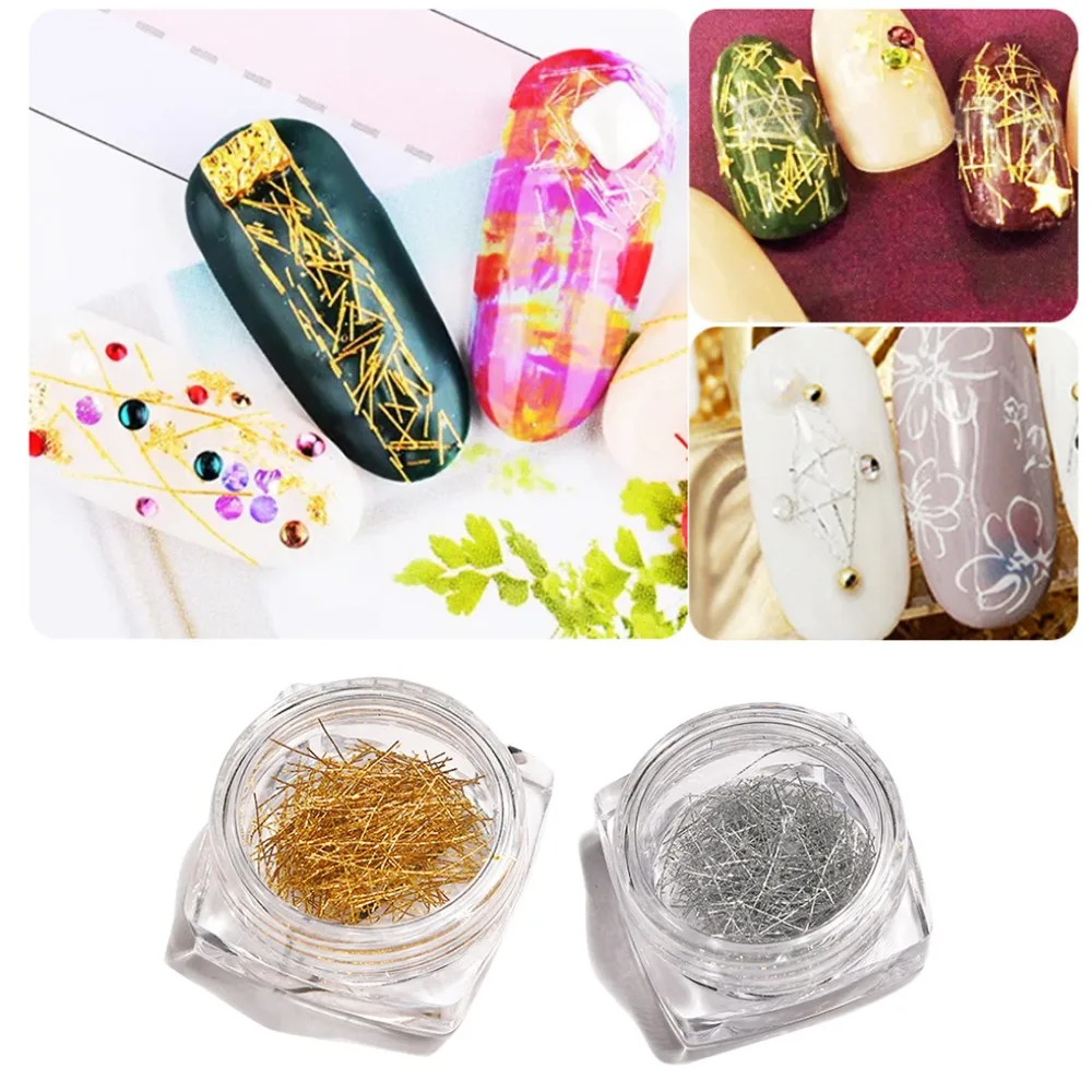 

1pcs Metal Lines Nail Art Ultra Thin Decorations Gold Silver Sripes 3d Manicure Sequins Flakes Uv Gel Polish Tools Silver/Gold