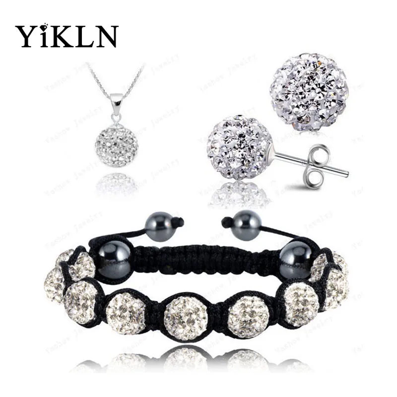 

YiKLN Top Quality 10mm Austrian Crystals Disco Ball Jewelry Sets Necklace & Bracelet & Earrings Set For Party Women Gifts SHSE21