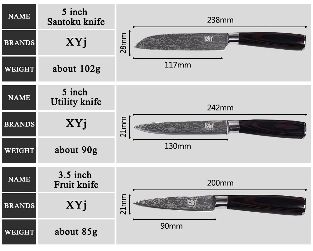 XYj японский Santoku кухонный нож поварские ножи 7Cr17mov Нож из нержавеющей стали нож для резки мяса лосося овощные Ножи Инструмент для приготовления пищи