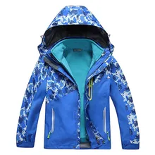 Детская зимняя теплая куртка из двух предметов для сноуборда и катания на лыжах, теплая дышащая камуфляжная ветровка, пальто для мальчиков и девочек