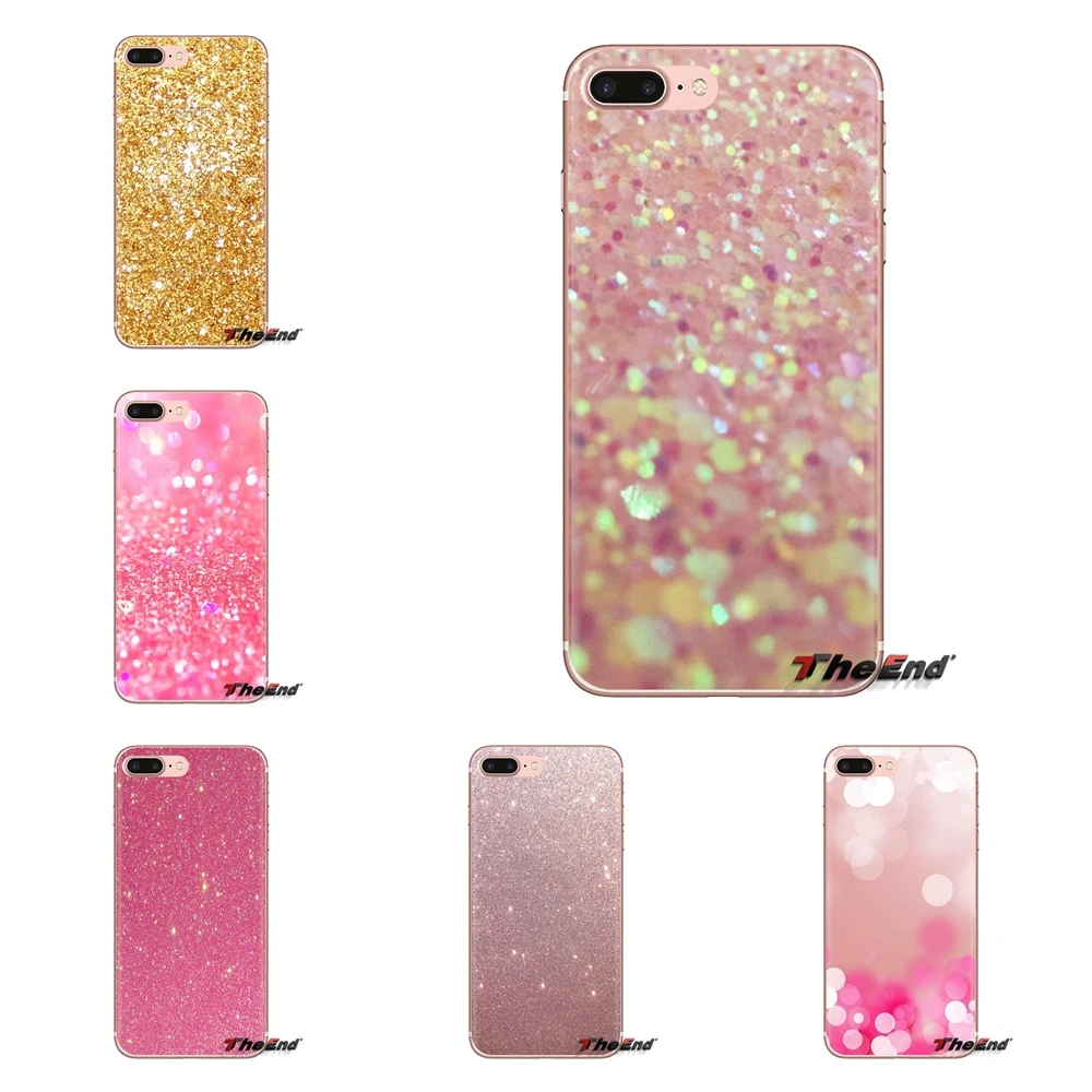 Silicone Phone Skin Cover For Xiaomi Redmi 4A S2 Note 3 3S 4 4X 5 Plus 6 7 6A Pro Pocophone F1 Rose gold glitter sparkles Pastel |