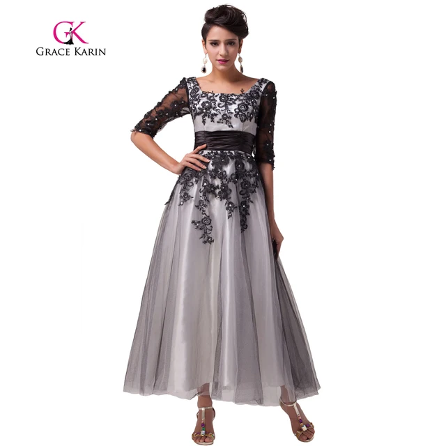 Black and White Lace Prom Dress