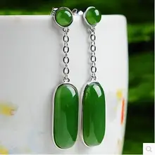Натуральный зеленый biyu шпинат яичный серьги лапша и tian Yu оригинальные женские серьги с сертификатом, производство Китай