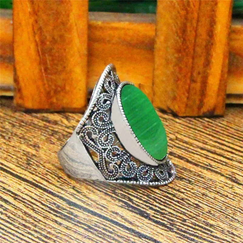 5 Colors Oval Opal Rings For Women Classic Flower Design Antique Silver Plated Rings Fashion Jewelry TR680