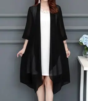 

Summer Chiffon sunscreen mid-long fairy cardigan jacket with shawl jacket and skirt new thin style in 2019