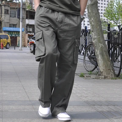Весенние мужские хлопковые брюки-карго с карманами, большие размеры, 8XL, 10XL, 9XL, 140 кг, свободные повседневные штаны в стиле сафари, черные, 46, 48, 50 - Цвет: picture color