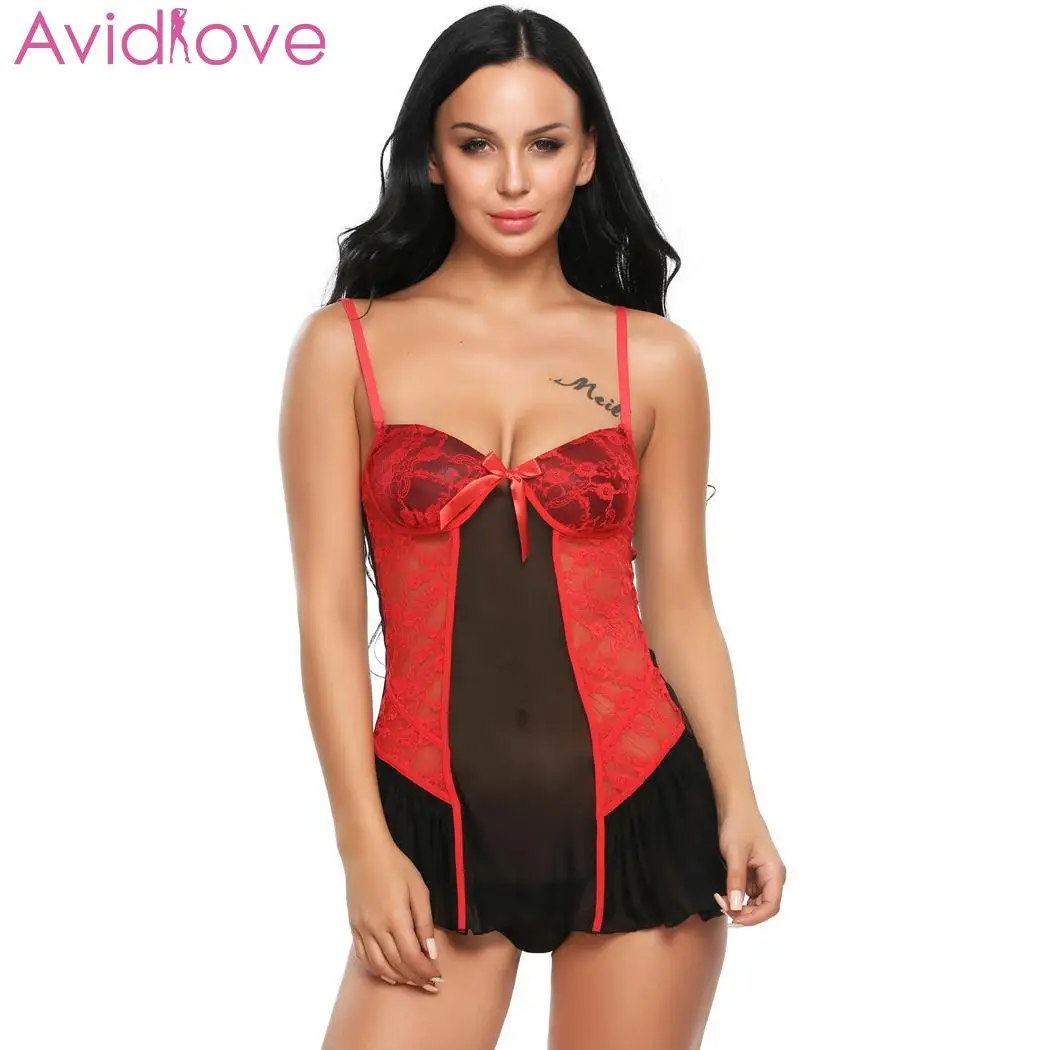Женское нижнее белье Avidlove кружевное эротическое сексуальное в стиле babydoll ночное