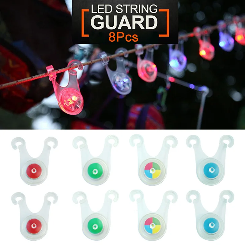 

8Pcs Waterproof LED String Guard Light Mini Flashlight Camping Night Fishing Hanging Warning Safety Light Fishing Rod Light