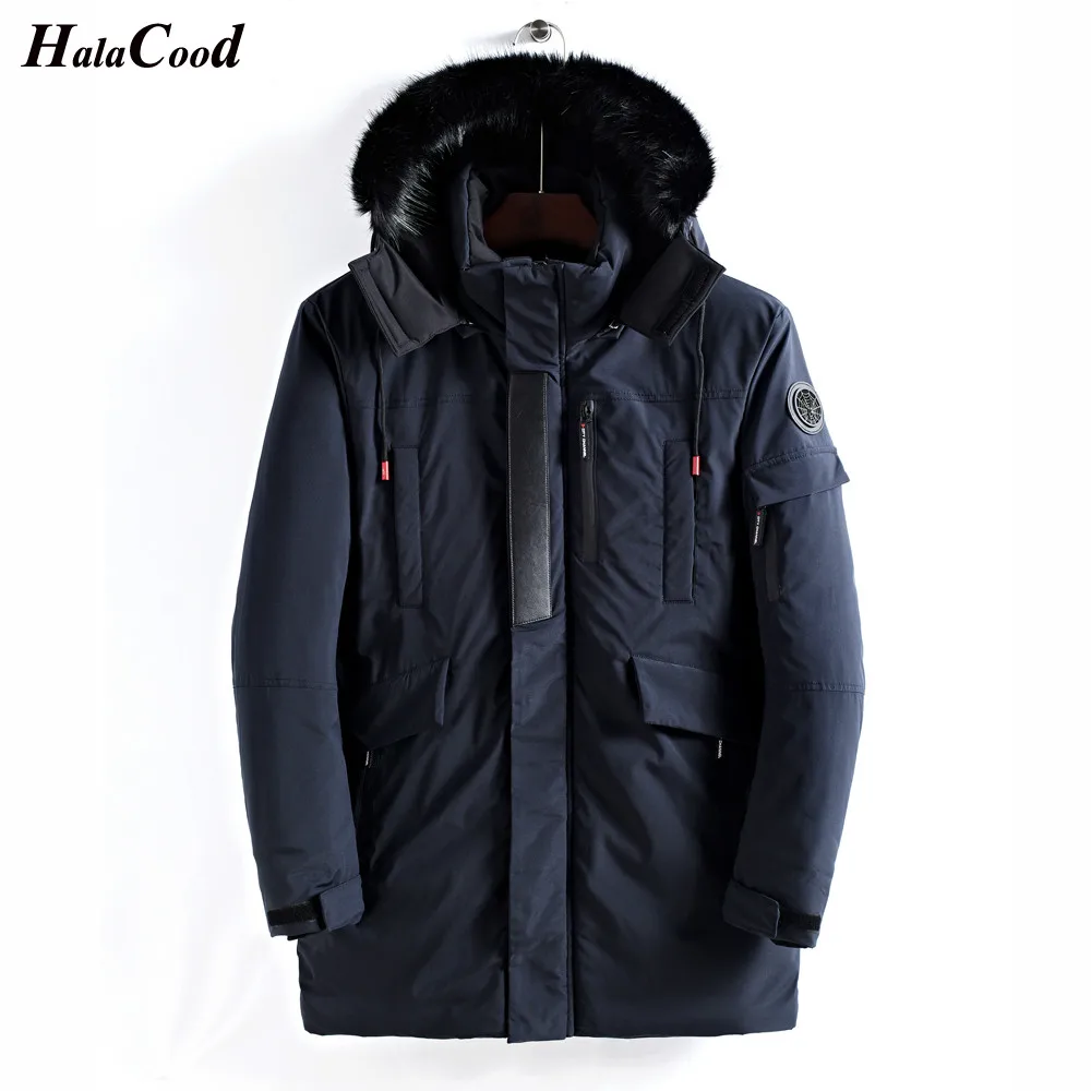 Мужская зимняя теплая парка, армейский зеленый качественный жакет, Мужская модная повседневная свободная Мужская куртка, спортивная куртка, мужские длинные пальто - Цвет: Dark Blue 8826