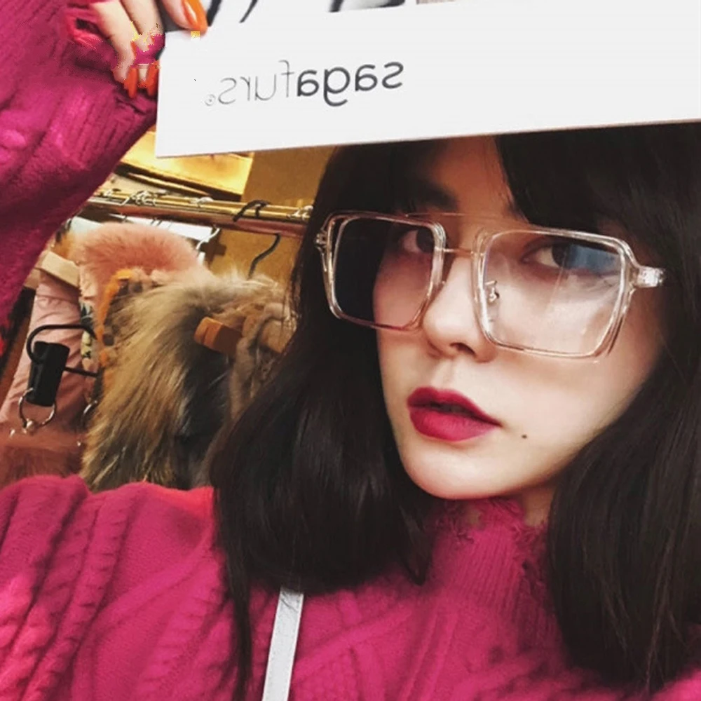 Square Sunglasses Women Brand Designer Clear Lenses Sun Glasses Female Three Colors Big Frame Party Eye Glasses Oculos 2019 New