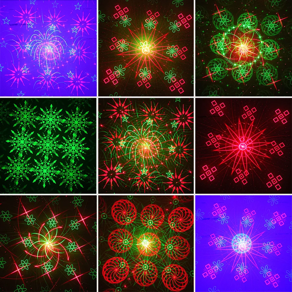 ALIEN remoto doble rojo verde 128 patrones etapa Proyector láser efecto de Iluminación DJ Disco Party Club Bar Luz de Navidad con LED azul - 5