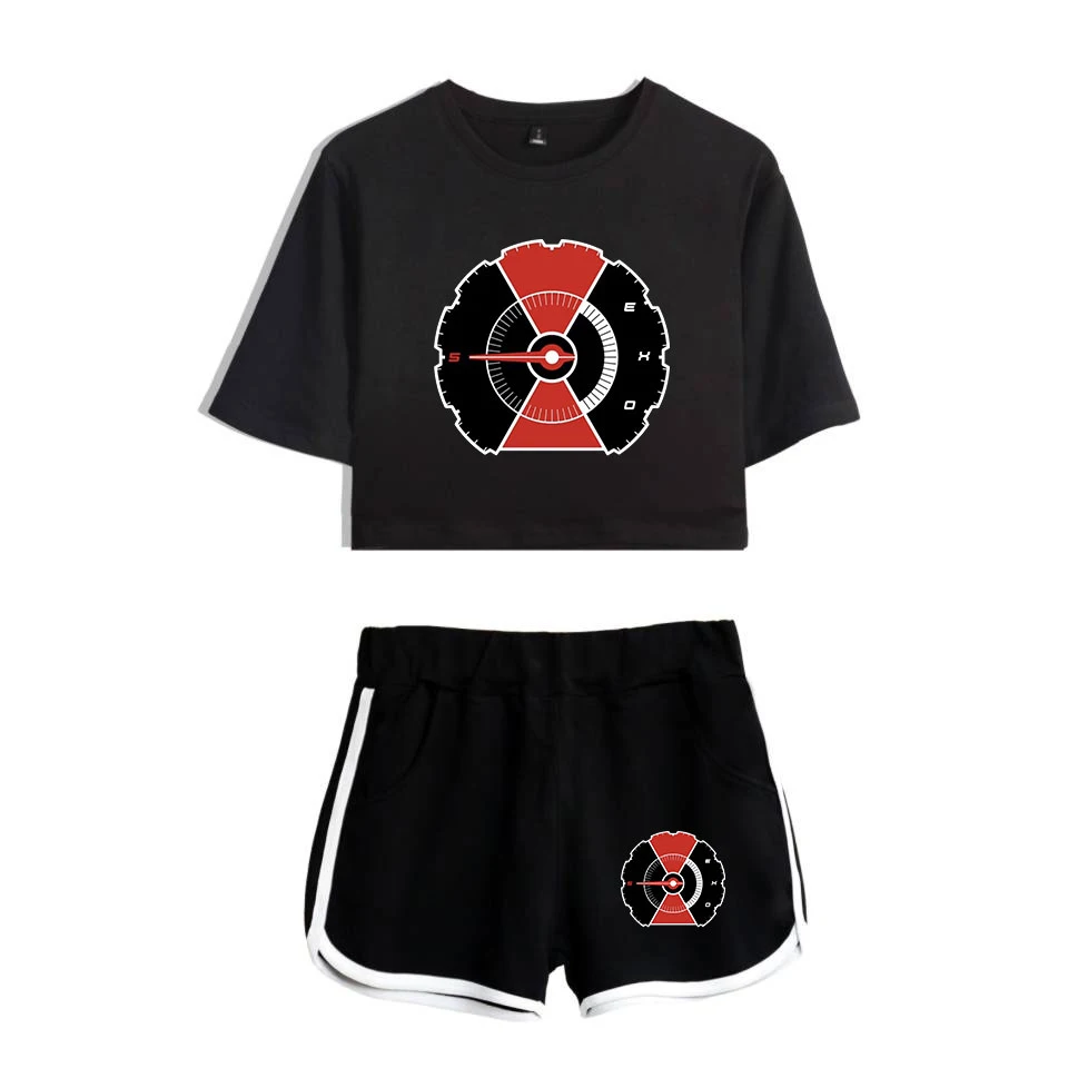 Frdun Tommy EXO 2018 новый летний укороченный топ для девочек из двух частей короткая