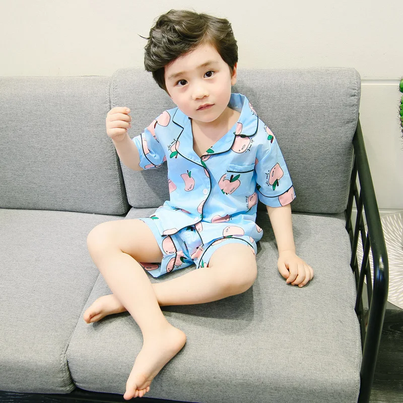 Summer girls pajama set boys sleepwear kids nightwear children home