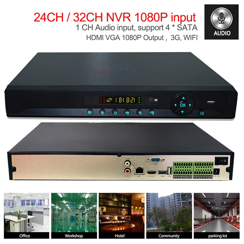 24CH NVR CCTV 32CH 1080p 25CH 960p 720p NVR 32ch HDMI ONVIF P2P nvsip сеть поддержки 2HDD 4 ТБ 32 канала сетевой видеорегистратор