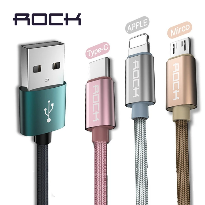ROCK Date USB Cable For iPhone X Charger Metal Micro USB Cable for Samsung USB Type c Fast