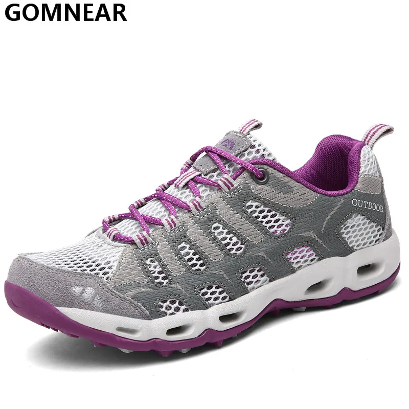 

GOMNEAR Spring Women's Breathable Hiking Shoes Outdoor Lightweight Antiskid Tourism Trekking Athletic Shoes Jogging Sport Shoe