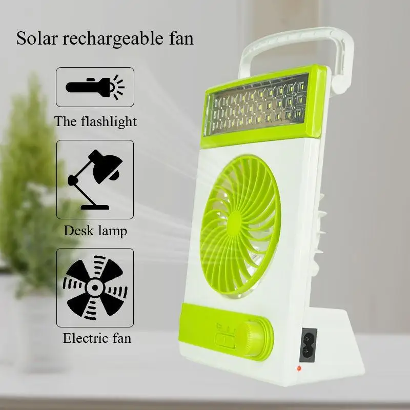 

Portable USB Mini Solar Powered LED Fan Light LED Table Lamp with LED Flashlight for Home Outdoor Camping Lantern
