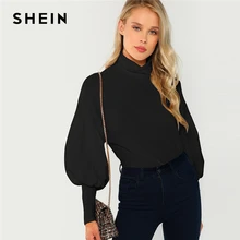 SHEIN черный офисный Женский пуловер с рукавом из бараньей шерсти, осенняя рабочая одежда, элегантные женские толстовки