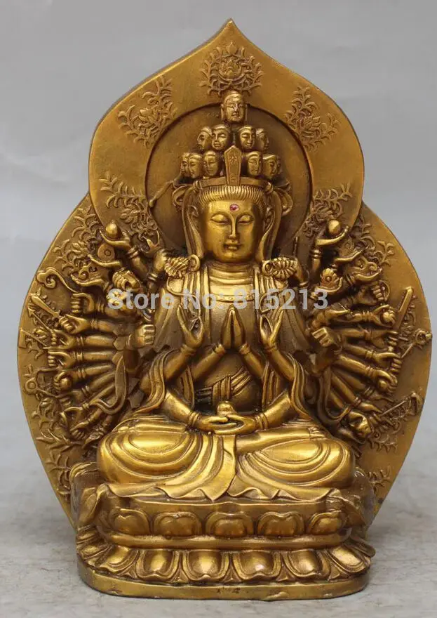 

bi001149 9" Chinese Bronze 1000 Arms Avalokiteshvara of Goddess Guan Yin Buddha Statue