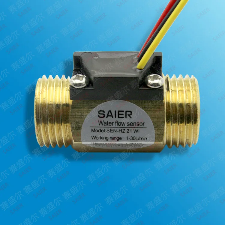 

2PCS Pure Brass Hall Effect Water Flow Sensor Meter Counter Indicator Flowmeter 1-30L/min G1/2 Male Thread