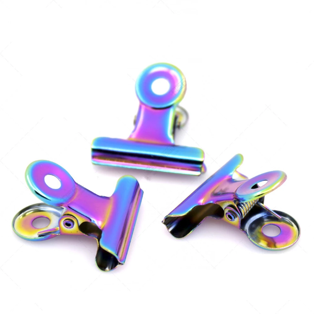 12 pack rainbow bulldog clips mini size