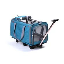 Льняной материал для средних собак, посылка для домашних животных, люки, супер дышащие кровати для собак, складной переноска для домашних животных с колесами