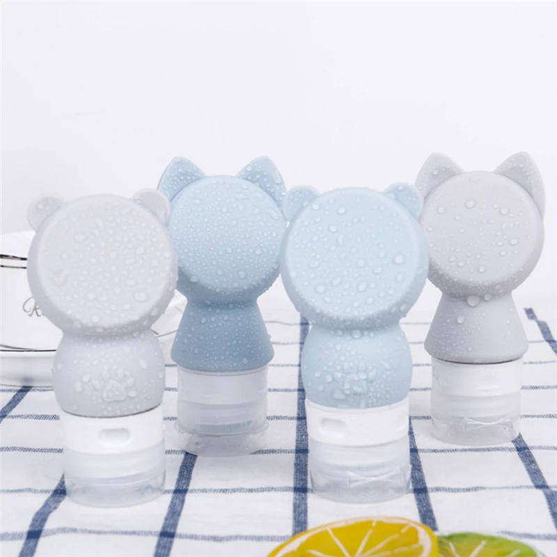 

60ml Cartoon Cute Refillable Bottle Empty Silicone Travel Packing Press My Bottle for Lotion Shampoo Bath Container