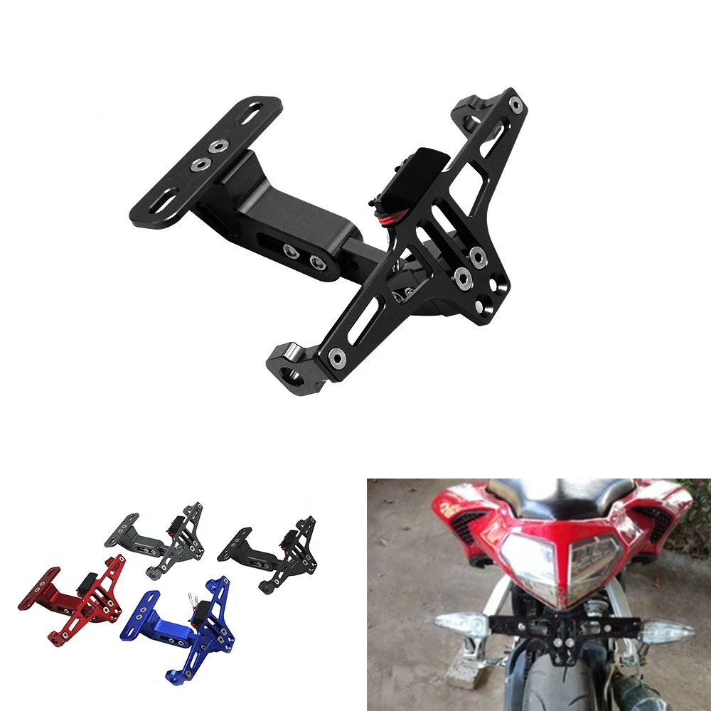 

ZS MOTOS Motorcycle Adjustable License Number Plate Frame Holder CNC Bracket Mount For Honda BMW Suzuki KTM