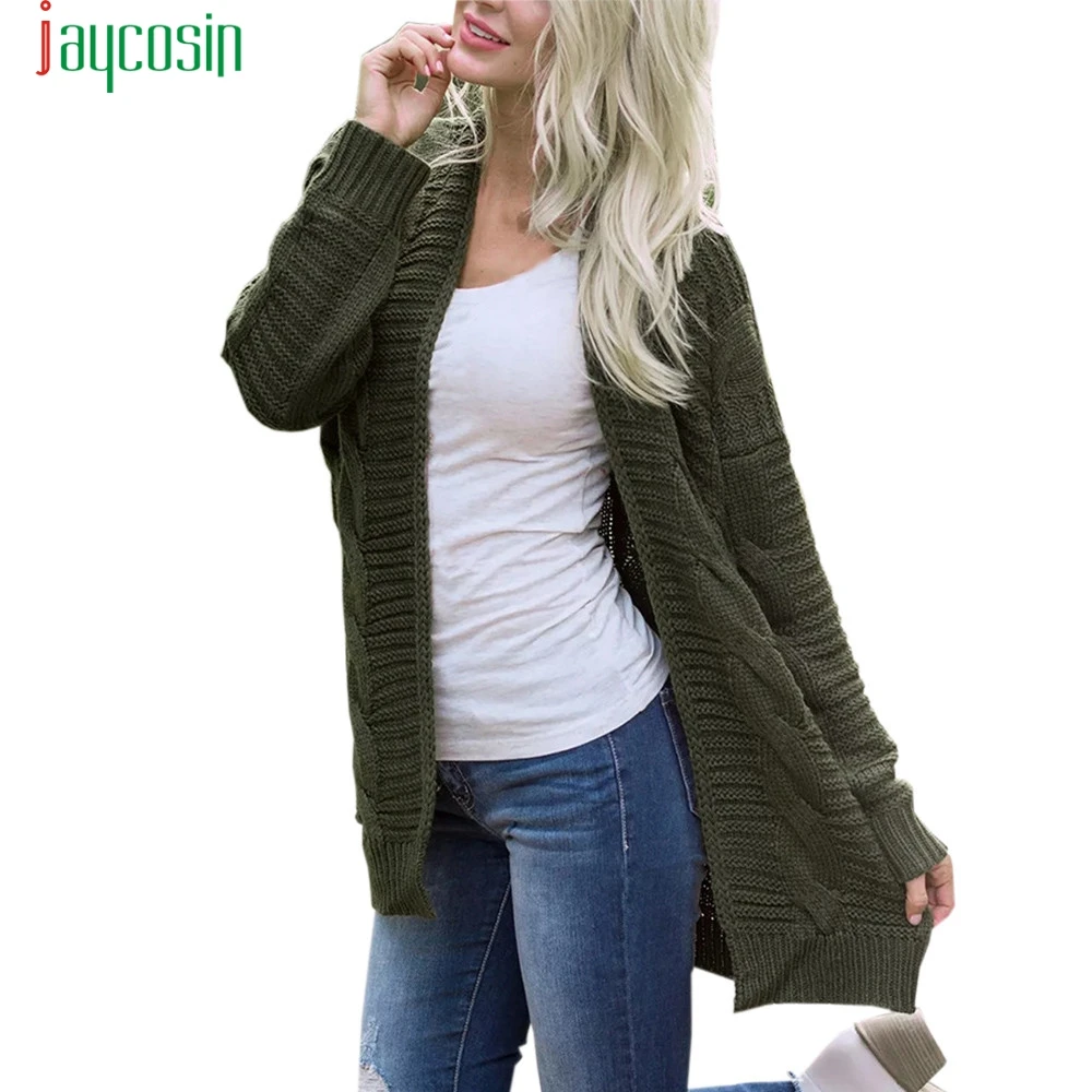 Army green Cardigan Sweaters Women's sweater knitted Long Sleeve Knitwear girl Casual Outerwear