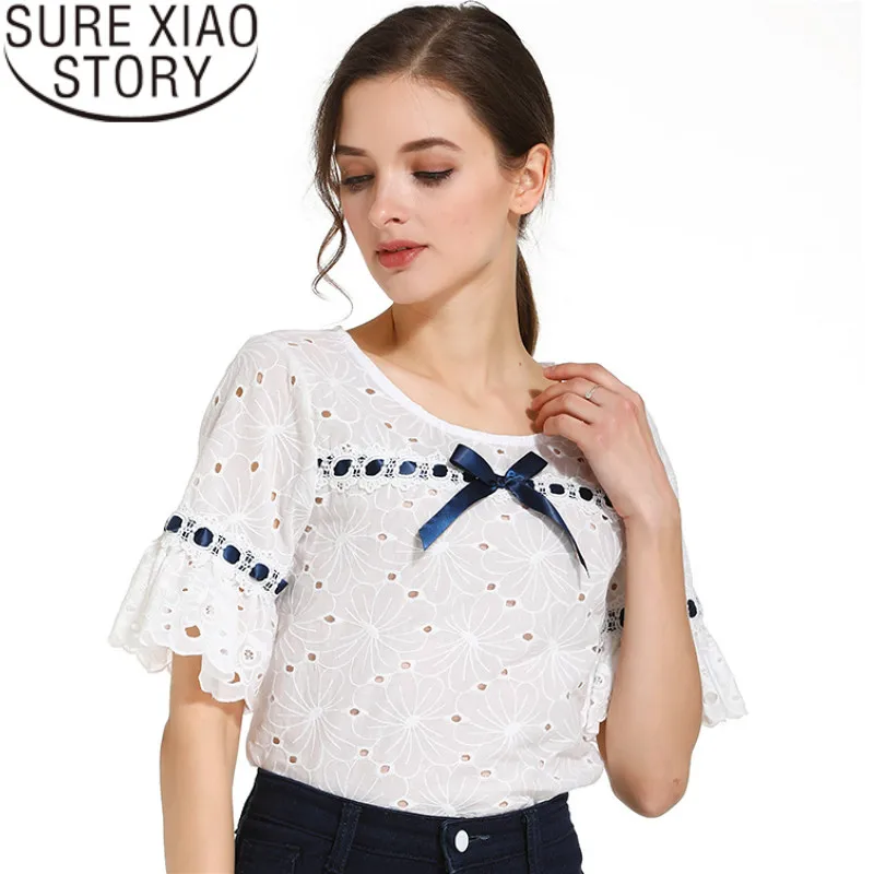 womens tops and blouses  blusas mujer de moda 2019 Lace  Solid  women blouses  womens tops and blouses  white blouse  0460 30