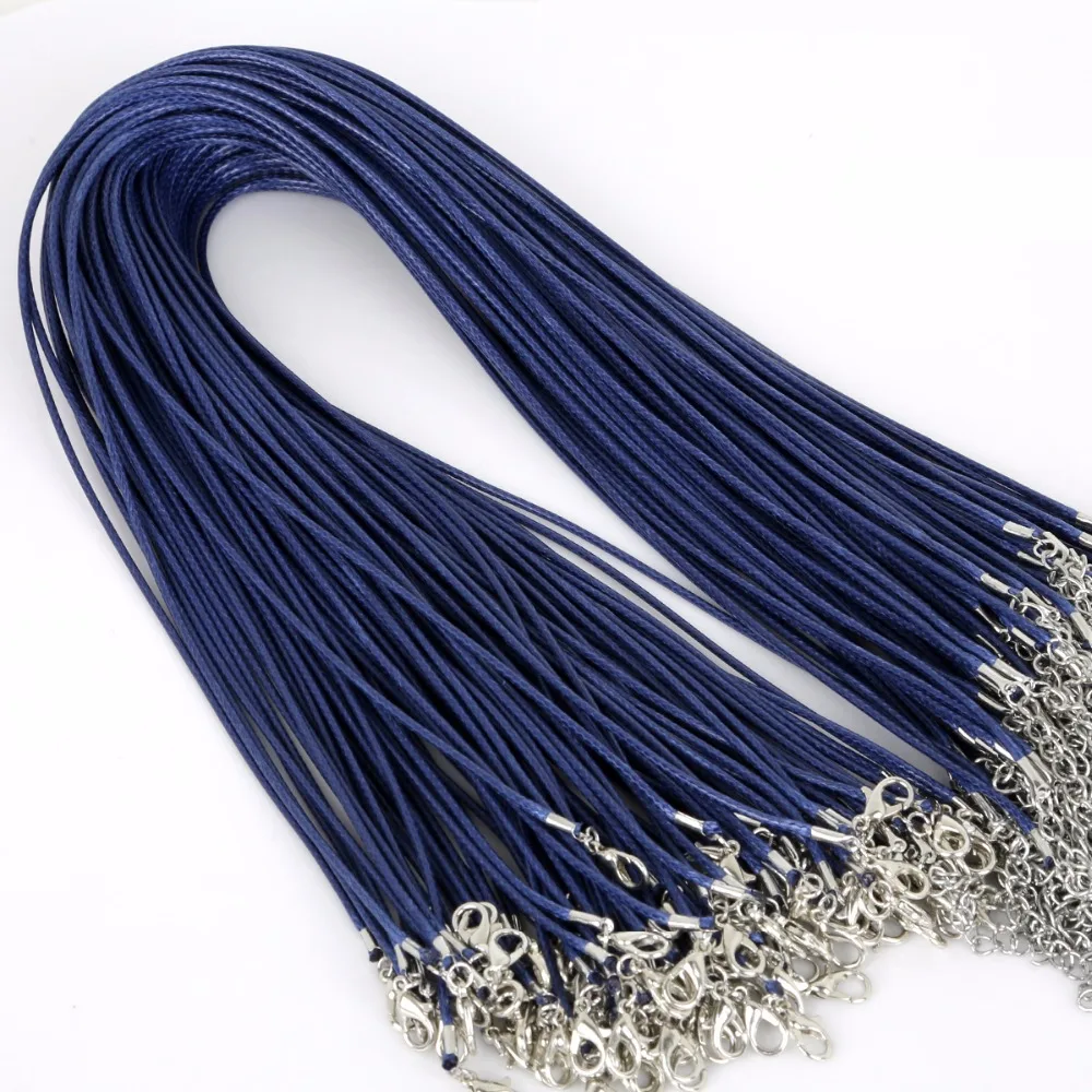 100 шт 1,5 мм смешанный воск кожаный шнур ожерелье-змейка Бисероплетение веревка 45 см+ 5 см удлинитель цепи с застежкой Омаров DIY