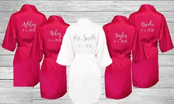 

customize name title bride save the date wedding Bridesmaid bridal Lingerie satin pajamas robes kimonos gowns gifts partyfavors