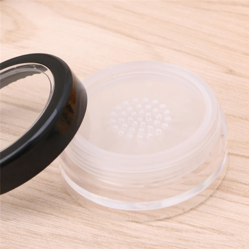 10g Translucent Clear Plastic Cosmetic Empty Jar Pots Eyeshadow Plastic Loose Powder Jar Powder Puff Boxes