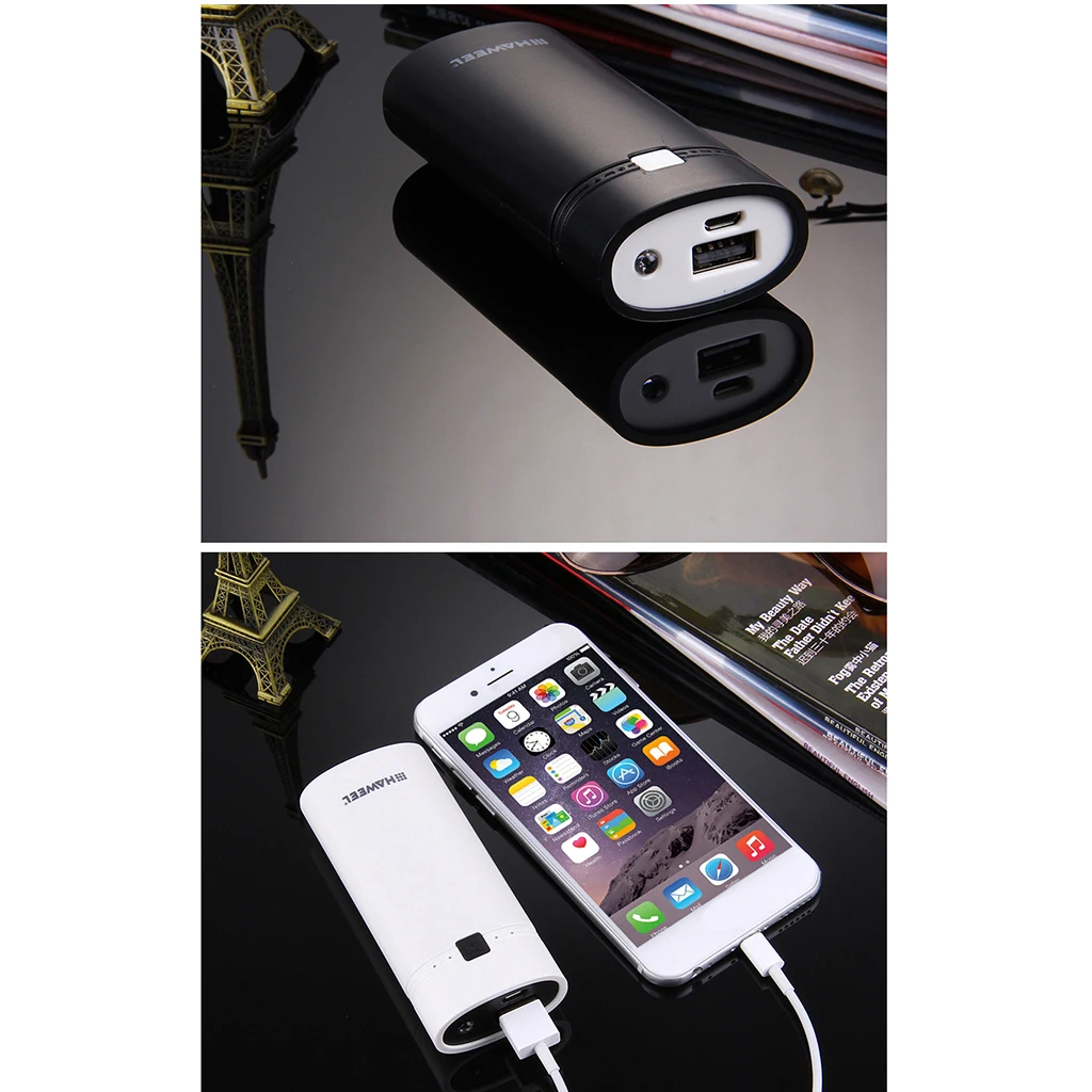 Lovoski 2 Sets USB Power Bank Battery Charger Case DIY Box With LED Light For Phone