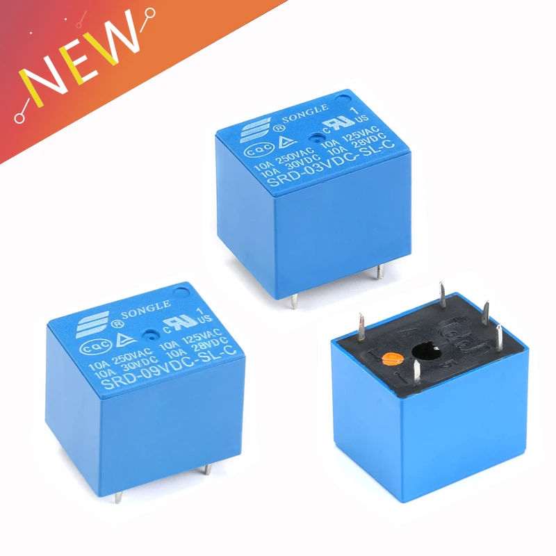 

Relays SRD-03VDC-SL-C SRD-09VDC-SL-C 3V 5V 6V 9V 10A 250VAC 5PIN T73