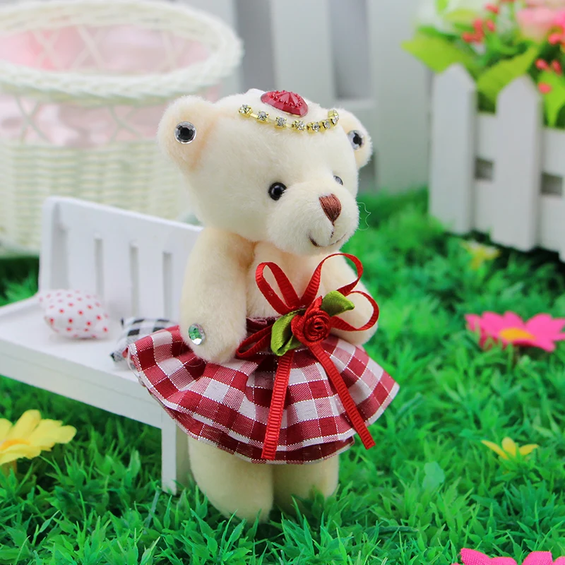 

12pcs Baby Plush Toys Teddy Bear Flower Bouquets Mini Soft Design Wedding Home Decoration Toys christmas Valentine's day gifts