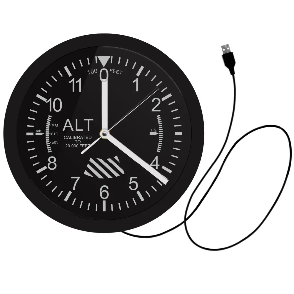 Военный измеритель высоты отслеживающий светодиодный настенные часы высотомер настенные часы Воздушный самолет высотомер инструмент стиль часы подарок для пилота