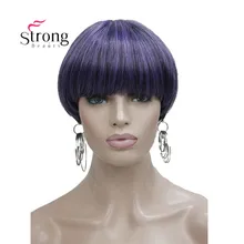 StrongBeauty короткий прямой фиолетовый выделенный боб с челкой синтетический парик выбор цвета