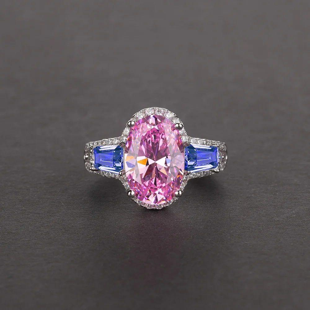 Pink-Blue OneRain, роскошное, 925 пробы, серебряное, созданное, Муассанит, цитрин, сапфир, драгоценный камень, обручальные кольца, ювелирные изделия - Цвет камня: Pink-Blue