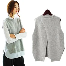 Женский весенний свободный большой ярд женский хеджирующий свитер женский жилет с круглым вырезом шерстяной жилет; безрукавка P30