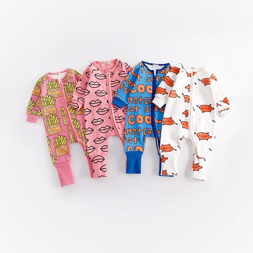 

Baby Fries Rompers Boys Girls Jumpsuit Climbing Clothes Girl's Lips Pattern Wear Pajamas Sleep Overalls Outfits Toddler Clothing