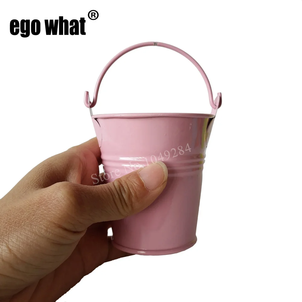 

100pcs/lot cheap D7*H7CM pink mini pails wedding favors small Metal Buckets tin candy bucket for party gift