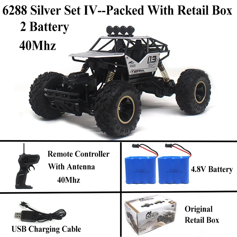 1:18 машинка на радиоуправлении 4WD 2,4 Ghz Рок Гусеничный пульт дистанционного управления игрушки машины на радиоуправлении игрушки для детей 8888 - Цвет: Silver Set 4