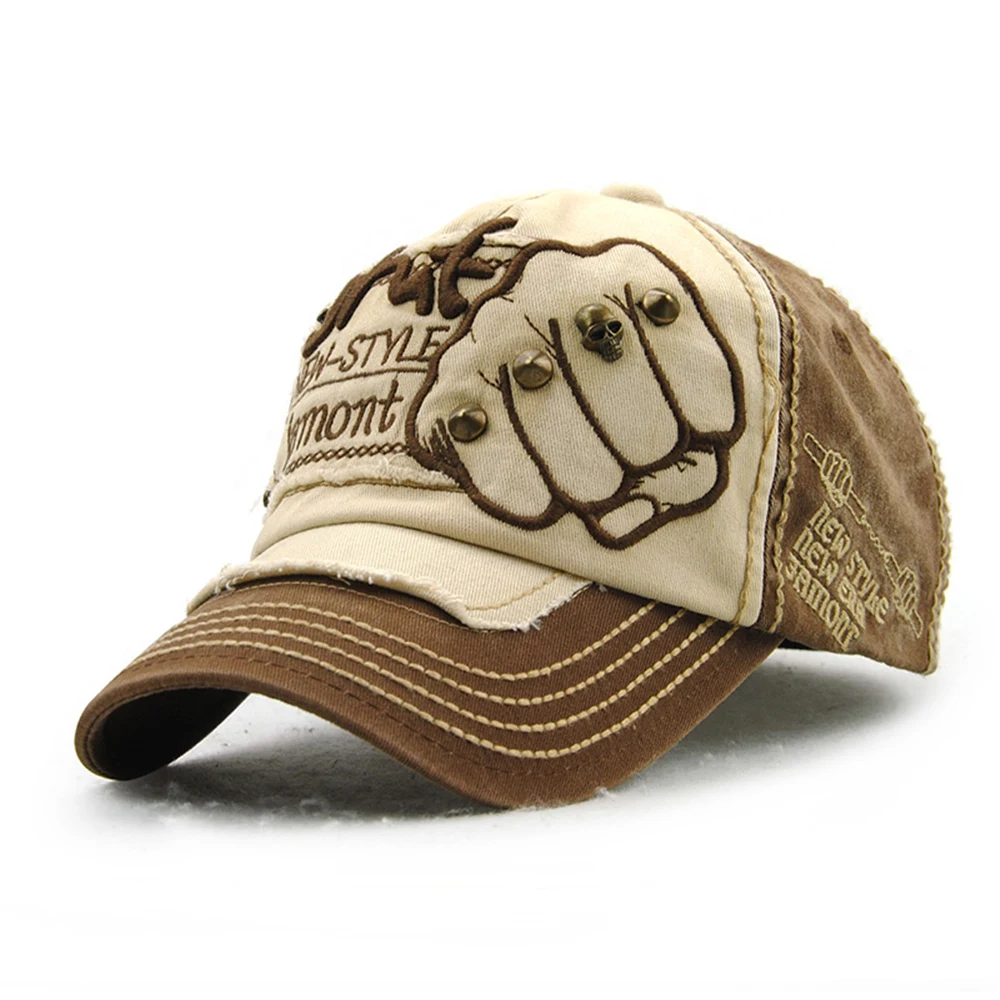 Бренд TOHUIYAN Fist вышивка бейсбольная кепка для мужчин и женщин Bone Casquette Chapeau изогнутая Женская кепка s регулируемая хип-хоп шапки - Цвет: coffee