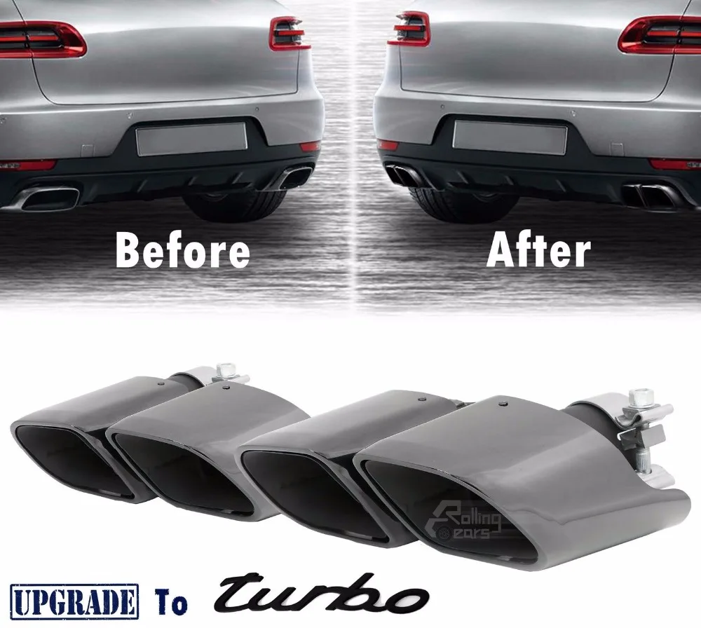 Black Mirror Square Exhaust Pipe Tips Muffler For Porsche Macan 2.0t 20142016 Exhaust