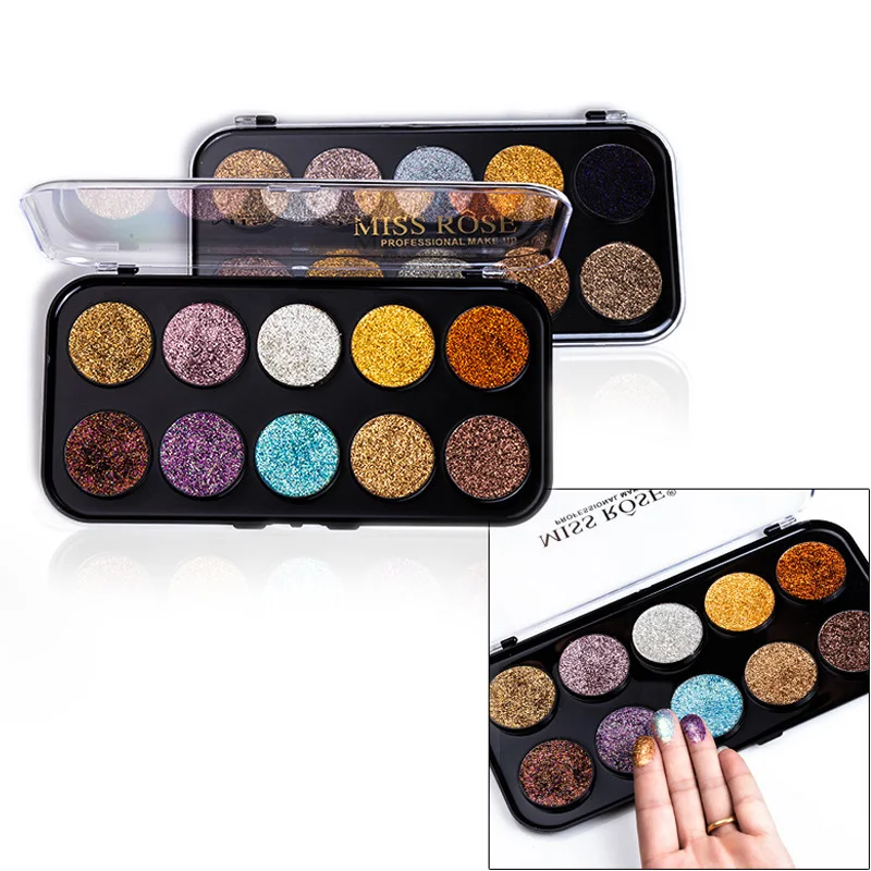 

Glitter Eyeshadow Palette 10 Colors Eye Shadow Powder Make Up Waterproof Eye Shadow Palette Cosmetic Sequin Eye Shadow Palette