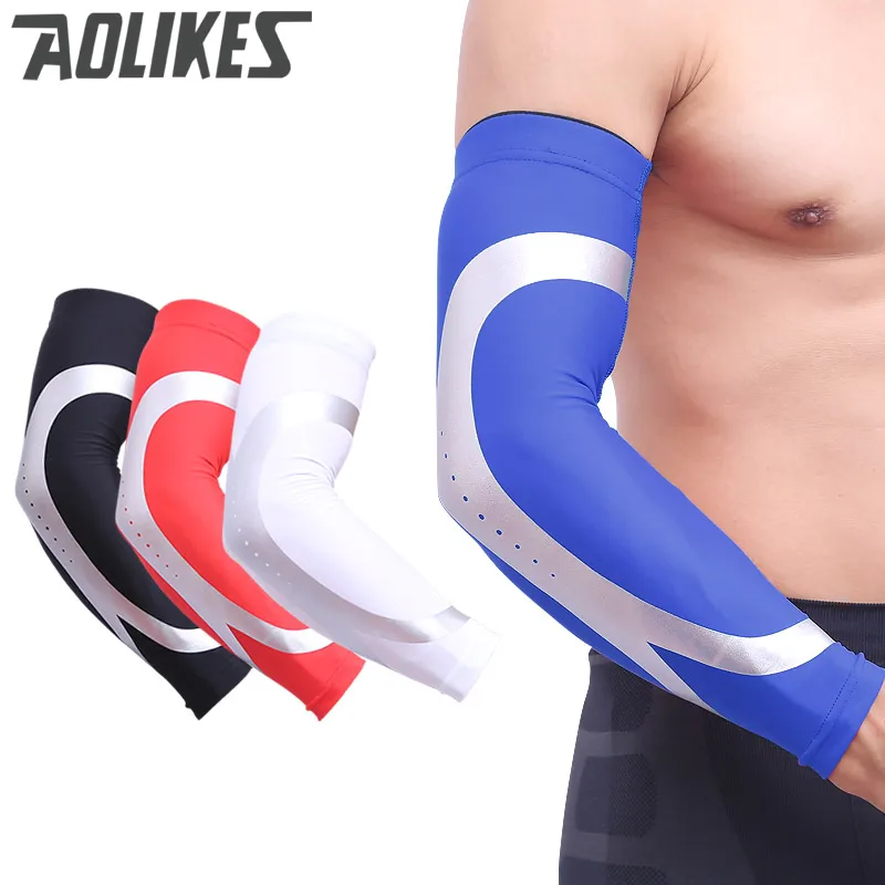 Arm Sleeve Cycling Compression Arm Warmers Elbow Protector Pads Support