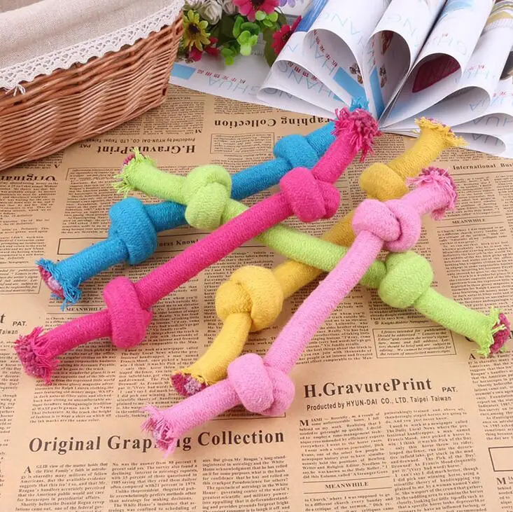 Wholesale pet dog toys colorful cute dog rope toys16cm 23cm braided chew toy candy cotton rope pet toy for dog training products